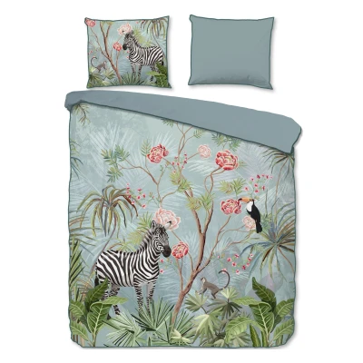 Afbeelding van Dekbedovertrek Descanso Yasmin Aqua Satijn 240 x 200 / 220 cm Lits Jumeaux