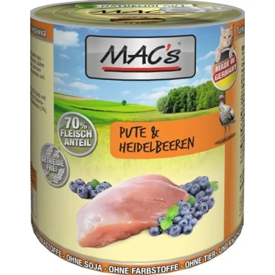 Afbeelding van 6x800g Kalkoen/Bosbes MAC&#039;s Cat Kattenvoer