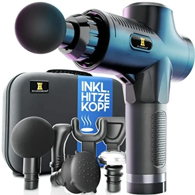 Afbeelding van HELDENWERK Massagepistool incl. 7 massagekoppen en 30 snelheden, met USB C aansluiting warmtekop, spiermassageapparaat, massagepistool, spiermassagepistool, spierpistool