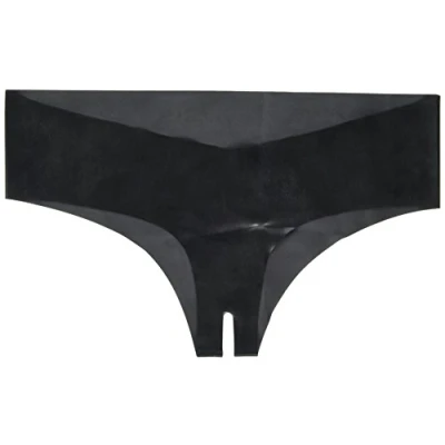 Afbeelding van Rimba Latex Play Heupslip Hipster Met Open Kruis Zwart Maat L