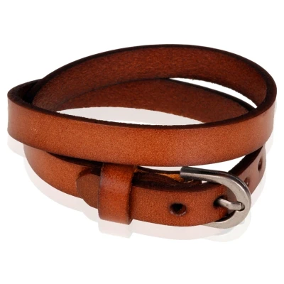 Afbeelding van Stone Valley wrap armband Leer Verstelbaar Gesp Bruin