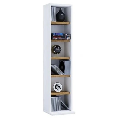Afbeelding van VCM Houten CD DVD Stand Opslag Boekenkast Decoratieve Plank Elementen