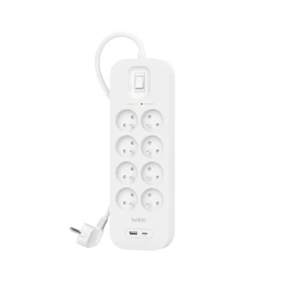 Afbeelding van Belkin Surge Protection 8 Outlet 2 Meter Usb C Wit