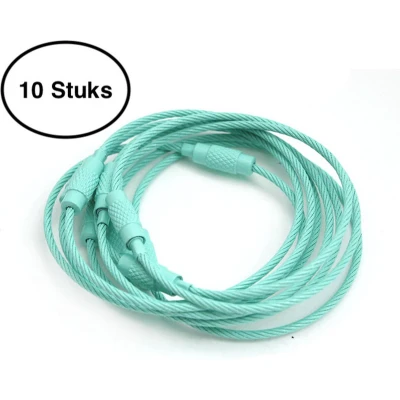 Afbeelding van Staaldraad sleutelring 15 cm Sleutelhanger Split ring centimeter 10 stuks Licht Blauw