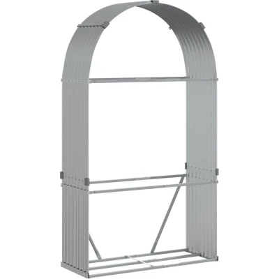 Afbeelding van Haardhoutopslag 120x45x210 cm gegalvaniseerd staal zilverkleur