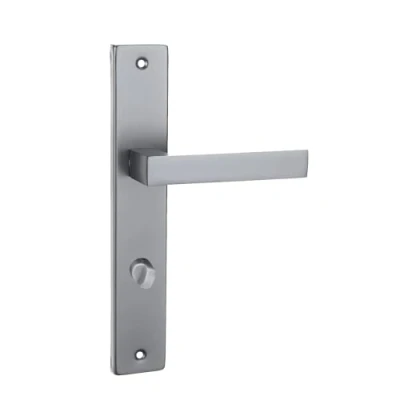 Afbeelding van domino QUBIK M45 Deurgreep 78 deurkrukgarnituur WC badkamer set links &amp; rechts deurbeslag voor toilet/badkamerdeuren L vorm van aluminium satijn chroom light