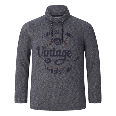 Afbeelding van Jan Vanderstorm regular fit sweater Plus Size HAGEN met printopdruk donkerblauw