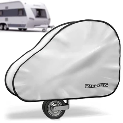 Afbeelding van Tarpofix® Disselafdekking voor caravans van pvc zeilmateriaal, aanhanger, disselkap met dubbele kliksluiting, afdekking trekhaak, waterdicht, universele autoafdekking, trekhaak