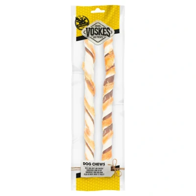 Afbeelding van 20x Voskes Stick Runderhuid, Rund en Kip 40 cm 2 stuks