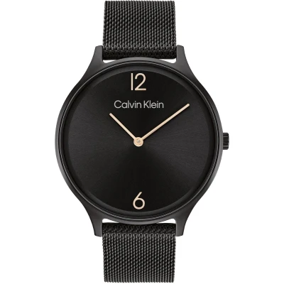 Afbeelding van Calvin Klein CK25200004 Dames Horloge Mineraalglas Roestvrijstaal Zwart 38 mm breed Quartz Druksluiting 3 ATM (spatwater)