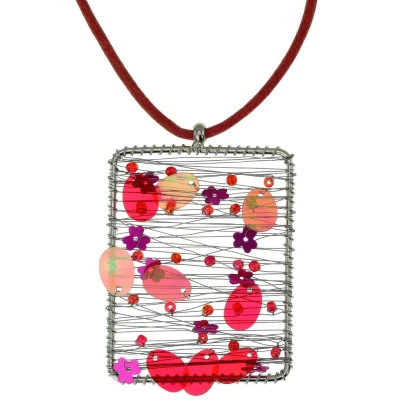 Afbeelding van Behave Ketting rood hanger met lovertjes 40 cm