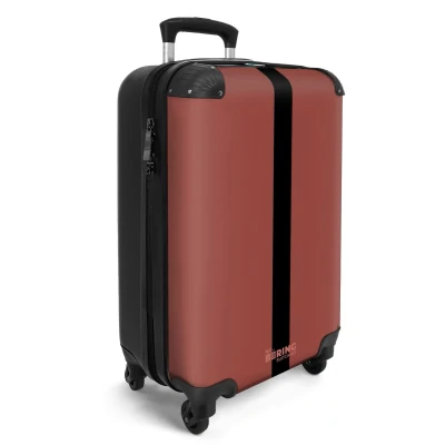 Afbeelding van NoBoringSuitcases.com® Handbagage koffer lichtgewicht Reiskoffer trolley Rood met zwarte streep Rolkoffer wieltjes Past binnen 55x40x20 en 55x35x25