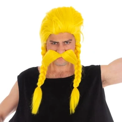 Afbeelding van Chaks Pruik en snor Ordralphabétix Asterix Obelix geel eenheidsmaat