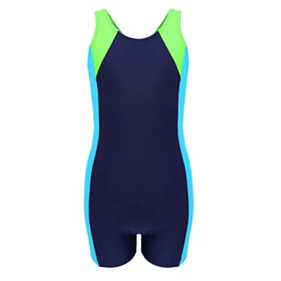 Afbeelding van Aquarti Meisjes Badpak met Pijpjes en Racerback, Donkerblauw/blauw/roze, 152