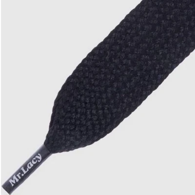 Afbeelding van Mr. Lacy Fatties Black Extra breed 110cm lang 25mm