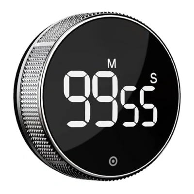 Afbeelding van BlueSnail Keukenwekker, productiviteitstimer met digitaal led display, slimme timer voor thuis, klaslokaal, sportschool, kantoor, volume en helderheid, instelbare Efficana (Zilver)