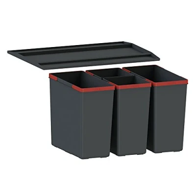 Afbeelding van FRANKE Afvalemmer EasySort 600 2 (121.0494.193) Containers : x 14.5L + 7.5L Kleur zwart