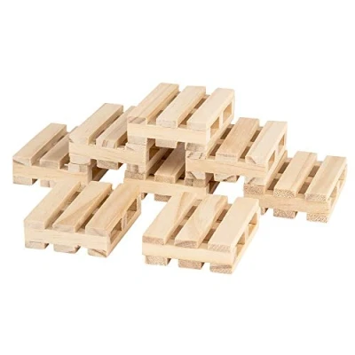 Afbeelding van Ideen mit Herz Mini pallets, kleine decoratieve pallets van hout, ideaal voor knutselen, doe het zelf of als onderzetter dranken (5 x 3,8 1,2 cm, 8 stuks)