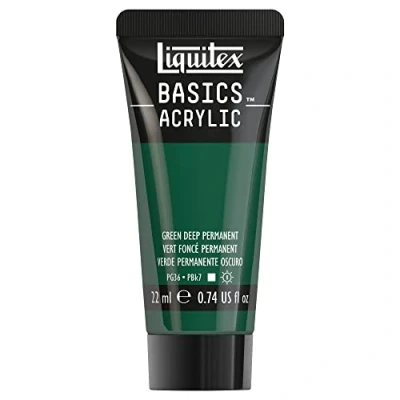 Afbeelding van Liquitex 8870458​ Basics acrylverf GreenDeep Permanent, 22 ml tube, lichtecht, waterbestendig, voor het schilderen en decoreren van hout, metaal, keramiek, kunststof, canvas