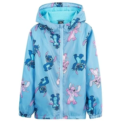 Afbeelding van Disney Stitch Regenjas voor meisjes, waterdichte jas met capuchon kinderen van 4 14 jaar, fleece gevoerd steekcadeaus tieners, Blauw, 13 jaar