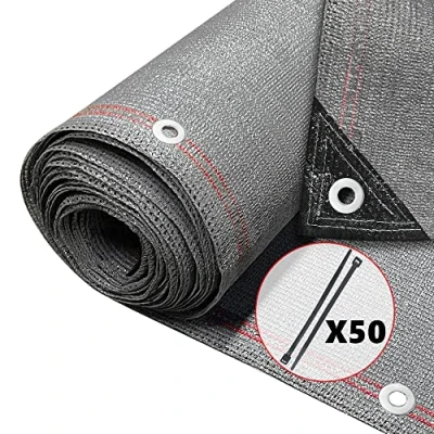 Afbeelding van VOUNOT Privacy Netting 1,8 x 10 m Tuinafscherming 230 g/m² HDPE Shading Net, 95% Rate UV bestendig, scheurbestendig windscherm met gaten en kabelbinders, grijs