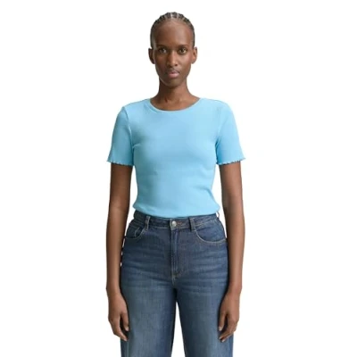 Afbeelding van TOM Tailor Denim Tshirt basic, Dames, Maat: Small, Clear light blue