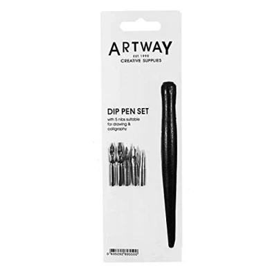 Afbeelding van Artway Dip Pen Set met 5 Tekening &amp; Kalligrafie Penpunten, zwart