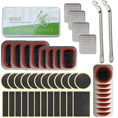 Afbeelding van EDIONS Reparatieset voor fietsbanden, met lijmloze zelfklevende patches, vulkaniseerpatches, metalen rasp, fiets, motorfiets