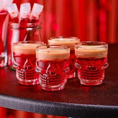 Afbeelding van Shotglaasjes schedel Halloween 4 stuks Ginger Ray