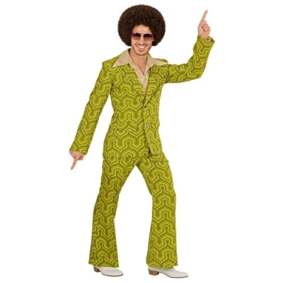 Afbeelding van Widmann Hippie Kostuum Groovy George 70s Heren Kostuum, Behang Man Groen Medium Carnavalskleding Verkleedkleding