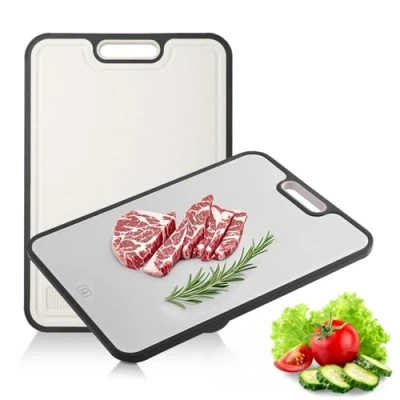 Afbeelding van Gocoffun Titanium snijplank voor keuken, dubbelzijdige vlees en groenten, titanium/tarwestro PP grote snijplank, gemakkelijk te reinigen, vaatwasmachinebestendig
