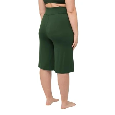 Afbeelding van Ulla Popken, dames, grote maten, bermuda, wijde, rechte pijpen, elastische tailleband, zwart, 40W x 32L