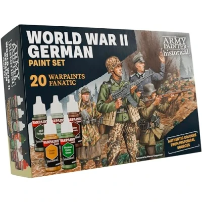 Afbeelding van the Army Painter, Historical: WWII German Paint Set, 20 x 18 ml Warpaints Fanatic: 14 acrylic, 4 Washes, 1 Effect &amp; Metallic Miniature to recreate Blitzkrieg