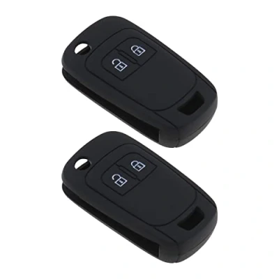 Afbeelding van eMagTech 2 stks Knoppen Sleutel Cover Auto Smart Afstandsbediening Case Shell Protector Skin Jacket Anti val Siliconen Compatibel met Opel Chevrolet Zwart