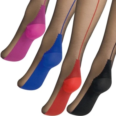 Afbeelding van Clio Hold Ups Up Kousen Zwart met Blauwe Naad 15 Den. T5 XL