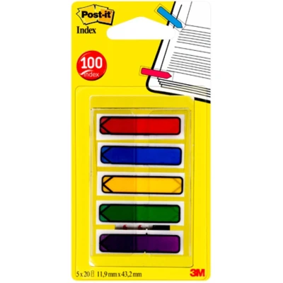 Afbeelding van Indextabs 3m post it 684 12x43mm pijlvorm assorti