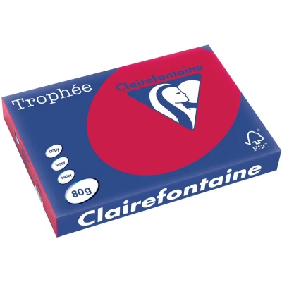 Afbeelding van Clairefontaine Trophée Intens, gekleurd papier, A3, 80 g, 500 vel, kersenrood papier