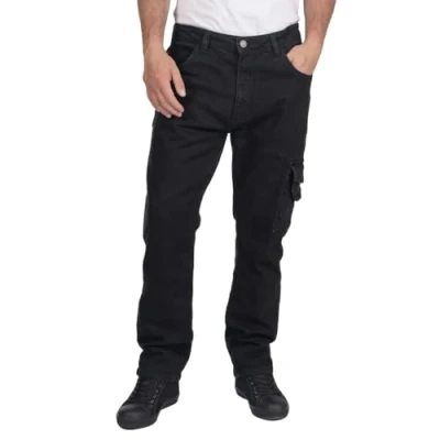 Afbeelding van Lee Cooper Heren LCPNT239 Werkkleding Veiligheid Timmerman Stretch Denim Jeans Werk Broek, Zwart, 36W, 36W x 31L