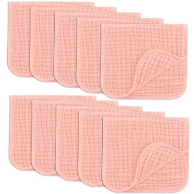 Afbeelding van Comfy Cubs mousseline doeken voor baby, baby benodigdheden, spuugdoeken, vierkanten, 100% katoen, handwashandjes 6 lagen extra absorberend en zacht (Lace, pak van 10 50 x 25 cm)