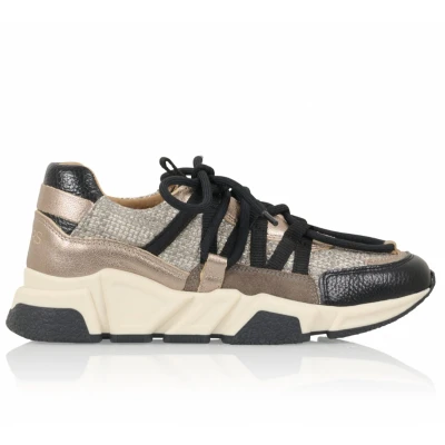Afbeelding van DWRS Los Angeles chunky leren sneakers taupe/zwart