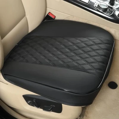 Afbeelding van BLACK PANTHER PU autostoelhoezen, omwikkelrand, bescherming voor voorstoel onder enkele stoel zonder rugleuning (W 54 x D 50 cm) (2 stuks, zwart)