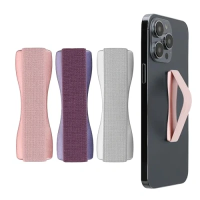Afbeelding van kwmobile vingerhouder voor smartphone Vingergreep telefoon Zelfklevende finger holder Set van 3 In braam / roségoud zilver