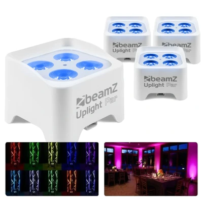 Afbeelding van Set van 4 BeamZ BBP90W Uplights PAR spot op accu met 4x 4W LED&#039;s
