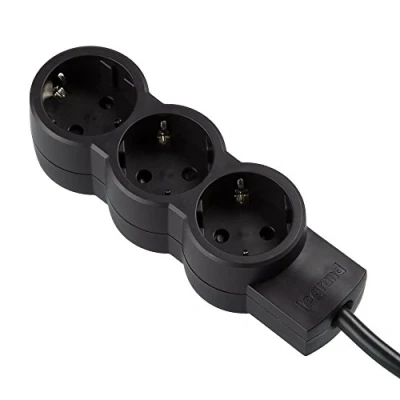 Afbeelding van Legrand 3 voudige tafelstekkerdoos tafelstopcontact wandstopcontact met 5 meter voedingskabel zwart (3ka cherna s m kabel
