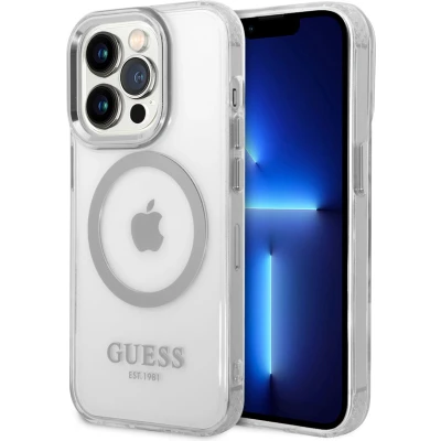 Afbeelding van Guess Translucent Back Case (MagSafe Compatible) Geschikt voor Apple iPhone 14 Pro Max (6.7&quot;) Zilver