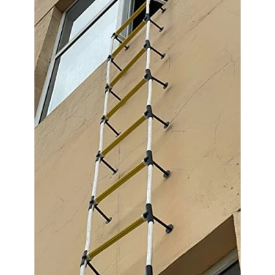 Afbeelding van Brandtrapladder 2 verdiepingen 5 m vlambestendige veiligheidstouwladder Snel te implementeren en gemakkelijk gebruiken op bergen Compact Gewichtscapaciteit tot 900 kg