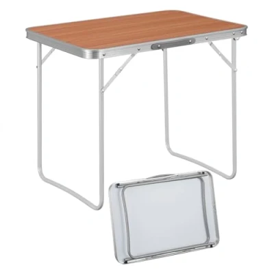 Afbeelding van WOLTU CPT8135ei Campingtafel, klaptafel, reistafel met handgreep, 70 x 50 60 cm (l b h), inklapbaar, tuintafel van aluminium en MDF voor picknick, strand, in de natuur, eik,
