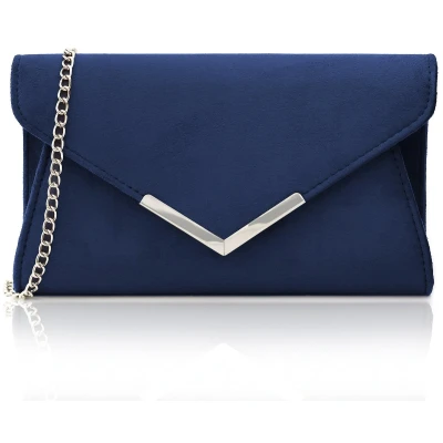 Afbeelding van Milisente clutch dames suède avondtas kleine schoudertas (blauw)
