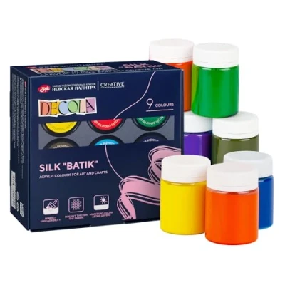 Afbeelding van Nevskaya Palitra Zijdeverf Set 9x50ml Batikverfset Textielverf Wasbaar Kwaliteit Van Decola