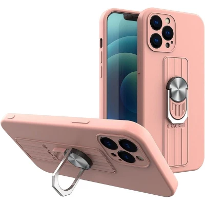 Afbeelding van Ring Case siliconen hoesje met vingerhouder en standaard voor iPhone 11 Pro Max roze